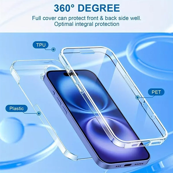Kit Capa 360° Proteção Frente e Verso + 1 Handholder + 1 Suporte Handholder Branco GIFT4ME Para Apple iPhone 17 - Transparente/Branco