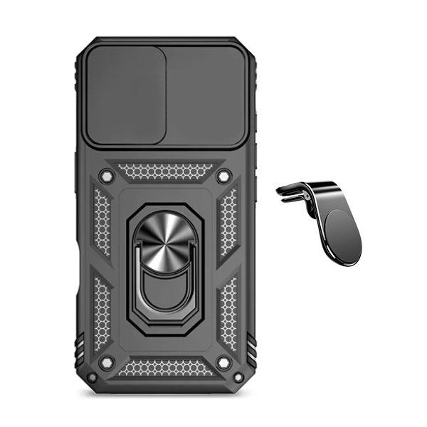 Kit Suporte de Carro Magnético L + Capa de Proteção Militar Magnética Janela Deslizante GIFT4ME Para Xiaomi Redmi A5 4G - Preto