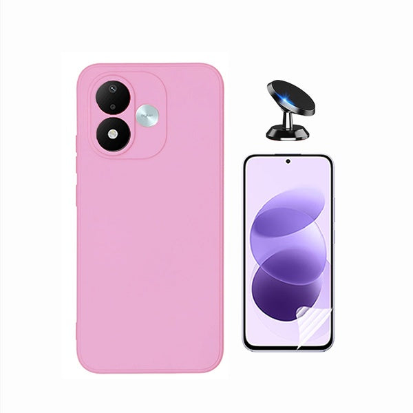 Kit Película Protectora de Hydrogel Frente + Capa Proteção Silicone + Suporte Magnético GIFT4ME Para Xiaomi Redmi Note 17 4G - Rosa