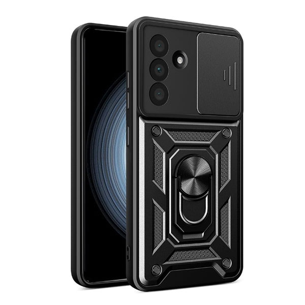 Kit Suporte de Carro Magnético L + Capa de Proteção Militar Magnética Janela Deslizante GIFT4ME Para Samsung Galaxy A56 5G - Preto