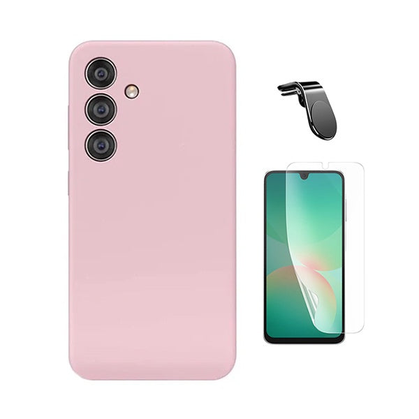 Kit Película Protectora de Hydrogel Frente + Capa Proteção Silicone + Suporte Magnético L GIFT4ME Para Samsung Galaxy A17 - Rosa