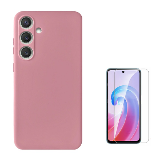 Kit Vidro Temperado Cleargorilasglass + Capa Proteção Silicone GIFT4ME Para Samsung Galaxy A56 - Rosa