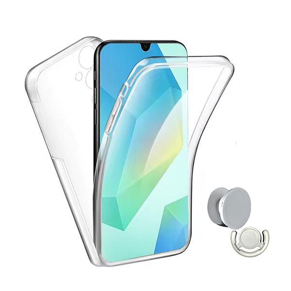 Kit Capa 360° Proteção Frente e Verso + 1 Handholder + 1 Suporte Handholder Branco GIFT4ME Para Samsung Galaxy A17 5G - Transparente/Branco