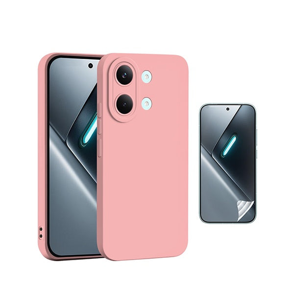 Kit Película Protectora de Hydrogel Frente + Capa Proteção Silicone GIFT4ME Para Xiaomi Poco X8 Pro Max - Rosa