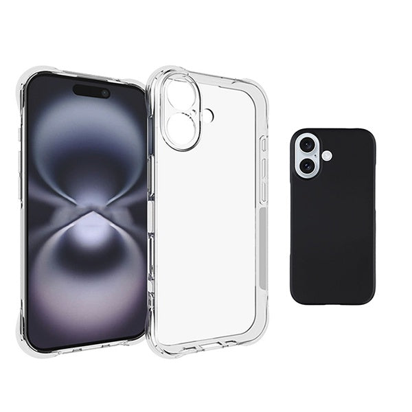 Kit Capa Proteção Silicone + Super Proteção GIFT4ME Para Apple iPhone 17 - Preto / Transparente