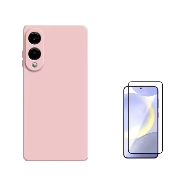 Kit Película de Vidro Temperado Gorilasglass + Capa Proteção Silicone Gift4Me Para Samsung Galaxy S25 Edge - Rosa