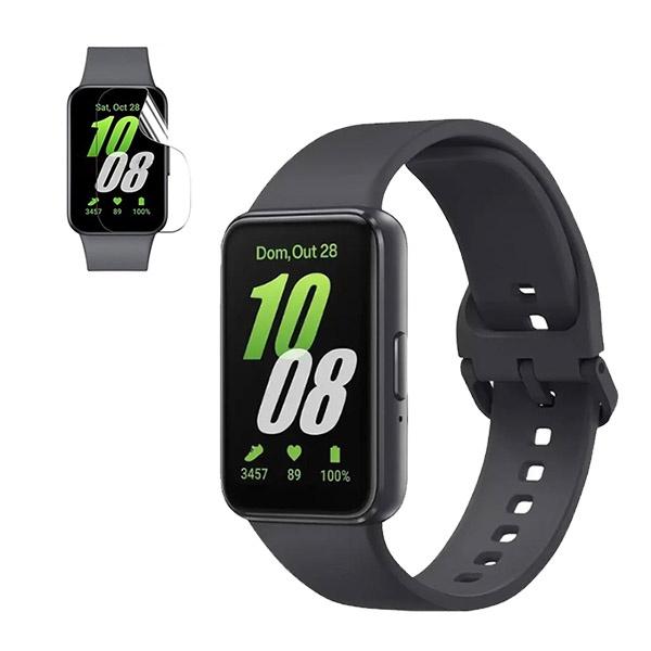 Kit Bracelete Silicone Com Fivela + Película de Hydrogel GIFT4ME para Samsung Galaxy Fit3 - Preto