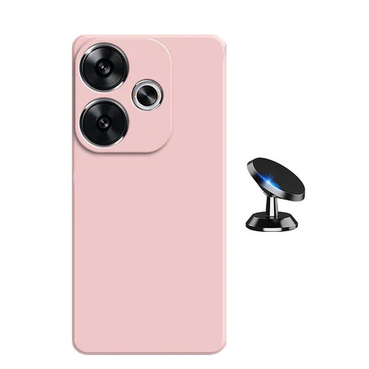 Kit Suporte Magnético + Capa Proteção Traseira Silicone GIFT4ME Compativel Com Xiaomi Poco F6 - Rosa