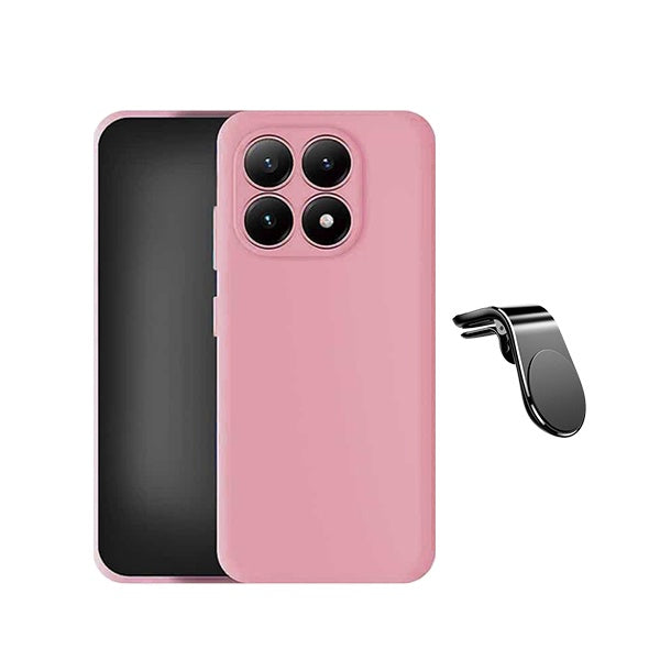 Kit Suporte de Carro Magnético L + Capa Proteção Silicone GIFT4ME Para Xiaomi 17 5G - Rosa