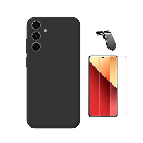 Kit Vidro Temperado Cleargorilasglass + Capa Proteção Silicone + Suporte Magnético L GIFT4ME Para Samsung Galaxy S25 FE 5G - Preto