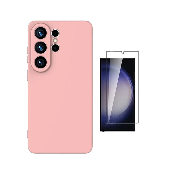 Kit Vidro Temperado Cleargorilasglass + Capa Proteção Silicone GIFT4ME Para Samsung Galaxy S26 Ultra - Rosa