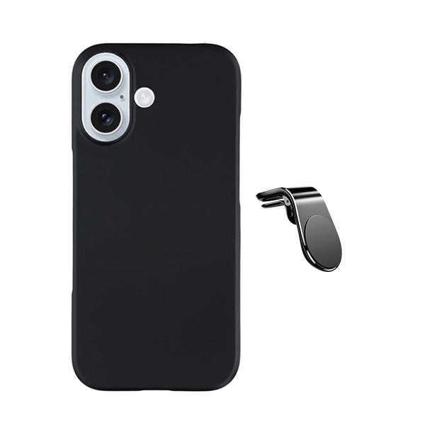 Kit Suporte de Carro Magnético L + Capa Proteção Silicone GIFT4ME Para Apple iPhone 17 - Preto