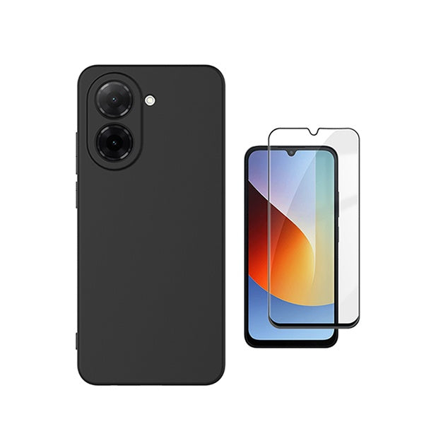 Kit Película de Vidro Temperado Gorilasglass + Capa Proteção Silicone GIFT4ME Para Xiaomi Redmi A7 4G - Preto