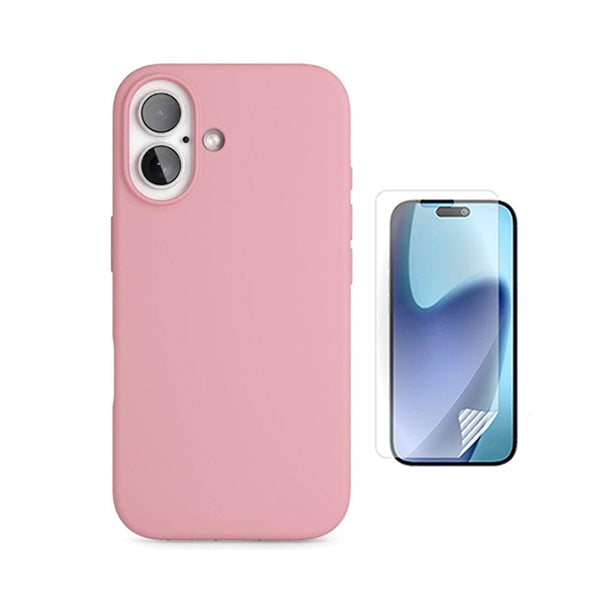 Kit Película Protectora de Hydrogel Frente + Capa Proteção Silicone GIFT4ME Para Apple iPhone 17 - Rosa