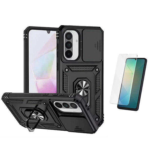 Kit Vidro Temperado Cleargorilasglass + Capa de Proteção Militar Magnética Janela GIFT4ME Para Samsung Galaxy A17 5G - Preto