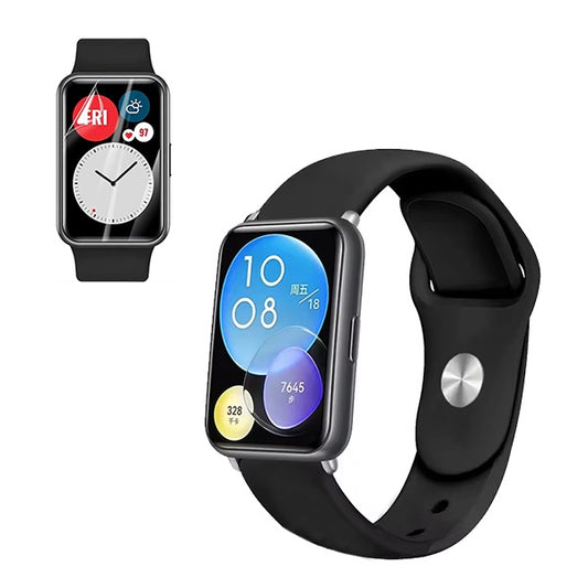 Kit Bracelete Silicone + Película de Hydrogel Gift4Me Para Huawei Watch Fit SE - Preto