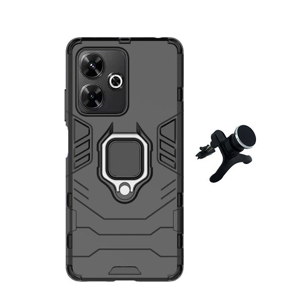 Kit Suporte Magnético Com Pernas + Capa de Proteção Militar Magnética GIFT4ME Compativel Com Xiaomi Redmi 13 - Preto