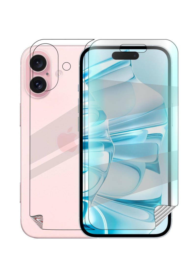 Kit Película Protectora de Hydrogel Frente e Verso GIFT4ME Compativel Com Apple iPhone 16 Plus - Transparente