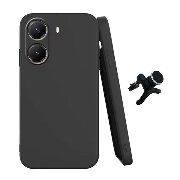 Kit Suporte Magnético Com Pernas + Capa Proteção Silicone Gift4Me Para Xiaomi Poco X7 Pro - Preto