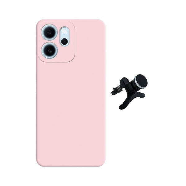 Kit Suporte Magnético Com Pernas + Capa Proteção Silicone GIFT4ME Para Oppo Reno14 F 5G - Rosa