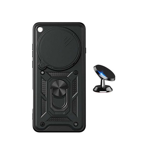 Kit Suporte Magnético + Capa de Proteção Militar Magnética Janela Deslizante GIFT4ME Para Oppo Find X9 Ultra - Preto