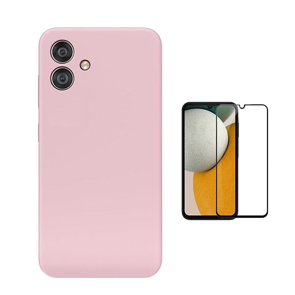 Kit Película de Vidro Temperado Gorilasglass + Capa Proteção Silicone Gift4Me Para Samsung Galaxy A06 - Rosa