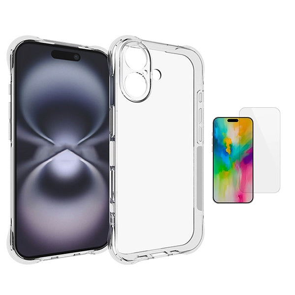 Kit Capa Super Proteção + Película de Vidro Temperado GIFT4ME Para Apple iPhone 17 - Transparente