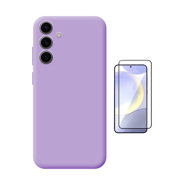 Kit Película de Vidro Temperado Gorilasglass + Capa Proteção Silicone Gift4Me Para Samsung Galaxy S25 - Roxo