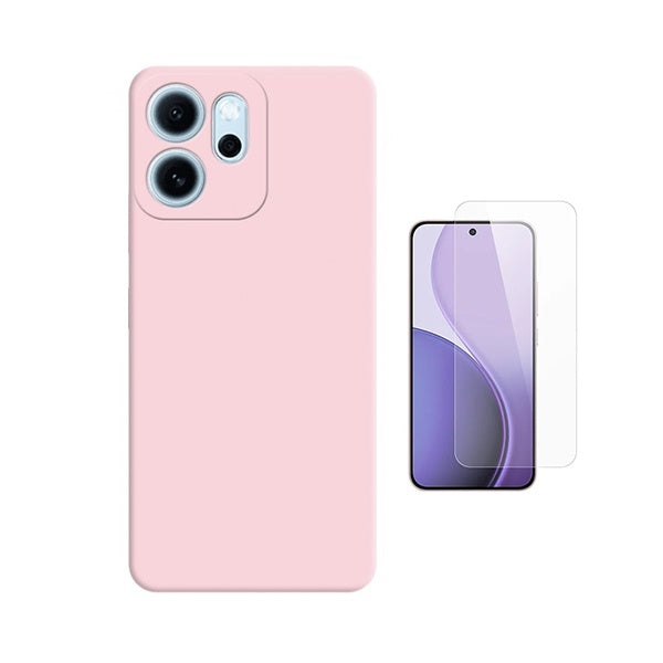 Kit Vidro Temperado Cleargorilasglass + Capa Proteção Silicone GIFT4ME Para Oppo Reno14 F 5G - Rosa