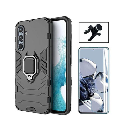 Kit Película ProtectOra de Hydrogel Frente + Capa de Proteção Militar Magnética + Suporte Magnético Com Pernas GIFT4ME para Samsung Galaxy S24+ Plus 5G - Preto