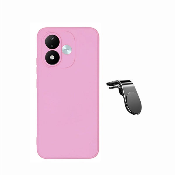 Kit Suporte de Carro Magnético L + Capa Proteção Silicone GIFT4ME Para Xiaomi Redmi Note 17 4G - Rosa