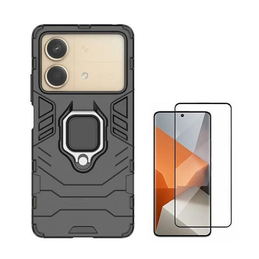 Kit Película de Vidro Temperado GOrilasGlass + Capa de Proteção Militar Magnética GIFT4ME para Xiaomi Poco X6 Neo - Preto