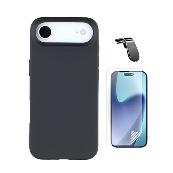 Kit Película Protectora de Hydrogel Frente + Capa Proteção Silicone + Suporte Magnético L GIFT4ME Para Apple iPhone 17 Air - Preto