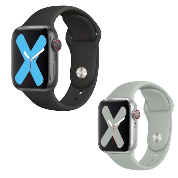 Kit 2x Bracelete Silicone para Apple Watch Series 11 - 46mm - Preto / Cinza