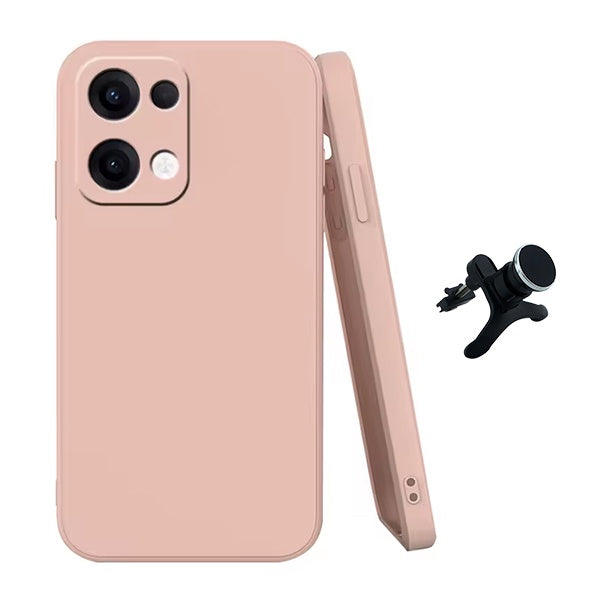 Kit Suporte Magnético Com Pernas + Capa Proteção Silicone GIFT4ME Para Oppo Reno13 - Rosa