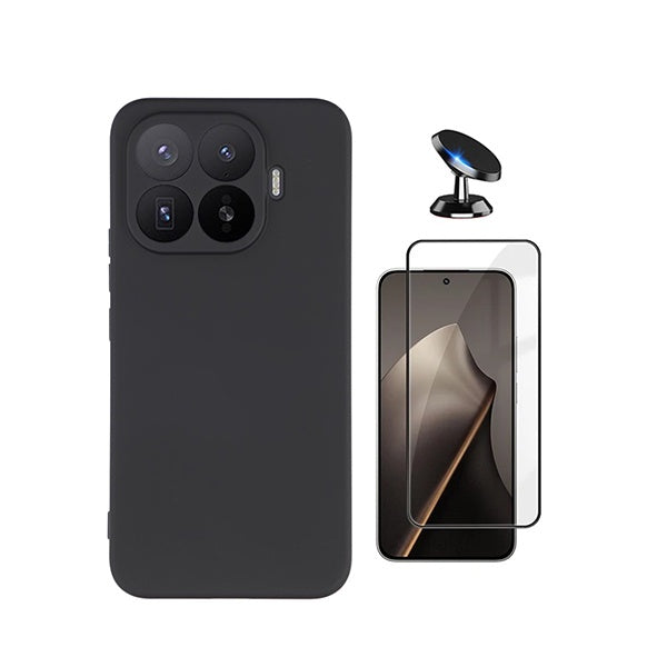 Kit Película de Vidro Temperado Gorilasglass + Capa Proteção Silicone + Suporte Magnético GIFT4ME Para Xiaomi 17T Pro 5G - Preto