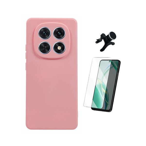 Kit Vidro Temperado Cleargorilasglass + Capa Proteção Silicone +  Suporte Reforçado de Carro GIFT4ME Para Xiaomi Redmi Note 15 5G - Rosa