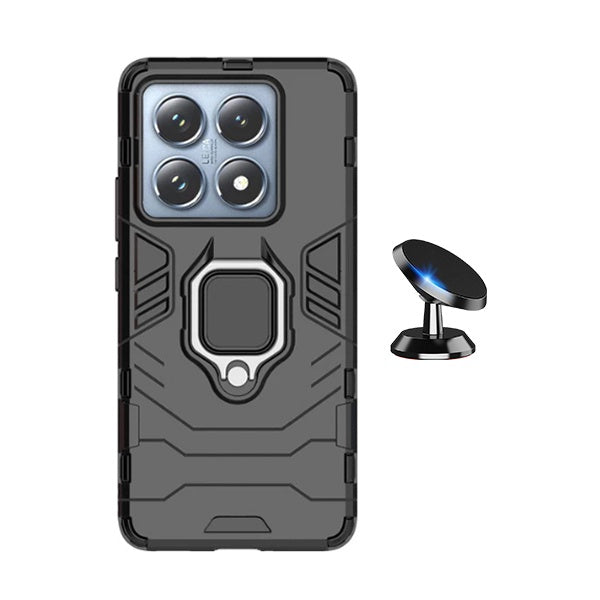 Kit Suporte Magnético + Capa de Proteção Militar Magnética Gift4Me Para Xiaomi 14T Pro - Preto
