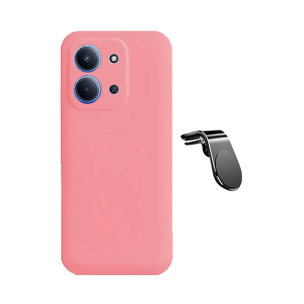 Kit Suporte de Carro Magnético L + Capa Proteção Silicone GIFT4ME Para Xiaomi Poco C85 - Rosa