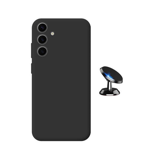 Kit Suporte Magnético + Capa Proteção Silicone GIFT4ME Para Samsung Galaxy S25 FE - Preto