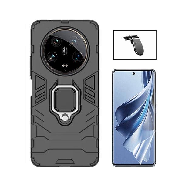 Kit Película ProtectOra de Hydrogel Frente + Capa de Proteção Militar Magnética + Suporte Magnético L GIFT4ME para Xiaomi 14 Ultra - Preto