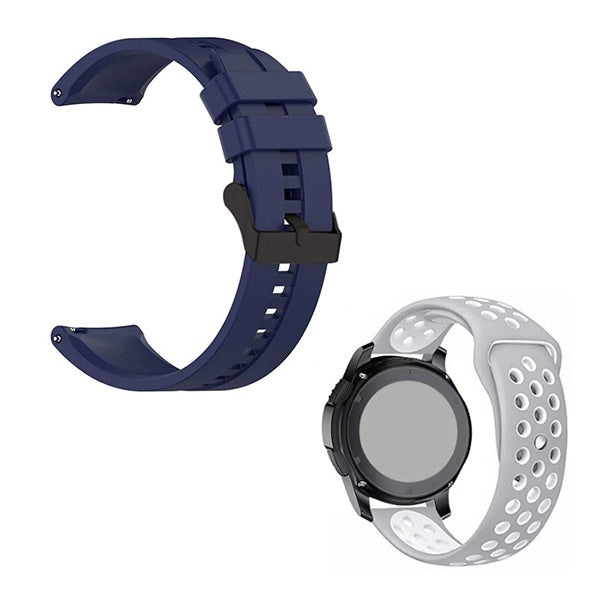 Kit Bracelete Silicone Com Fivela + Desportiva Gift4Me Para Xiaomi Watch 2 - Azul Escuro / Cinza Branco