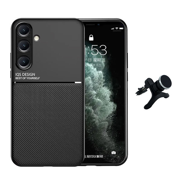 Kit Capa Traseira Magnética Anti Choque + Suporte Magnético Com Pernas GIFT4ME Para Samsung Galaxy A24 4G - Preto