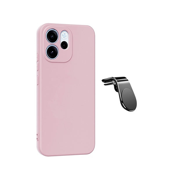 Kit Suporte de Carro Magnético L + Capa Proteção Silicone GIFT4ME Para Oppo Reno15 FS - Rosa