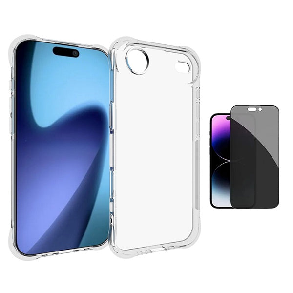Kit Capa Super Proteção + Película de Vidro Temperado Privacidade GIFT4ME Para Apple iPhone 17 Air - Transparente