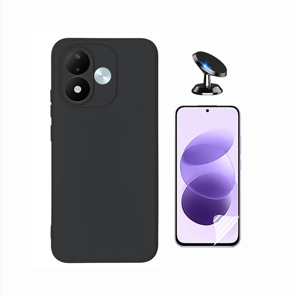 Kit Película Protectora de Hydrogel Frente + Capa Proteção Silicone + Suporte Magnético GIFT4ME Para Xiaomi Redmi Note 17 4G - Preto