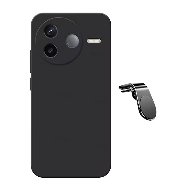Kit Suporte de Carro Magnético L + Capa Proteção Silicone GIFT4ME Para Xiaomi Poco F7 Ultra - Preto