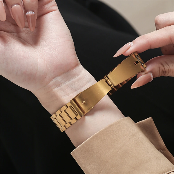 Bracelete de Aço + Ferramenta GIFT4ME Para Amazfit Balance 2 - Ouro