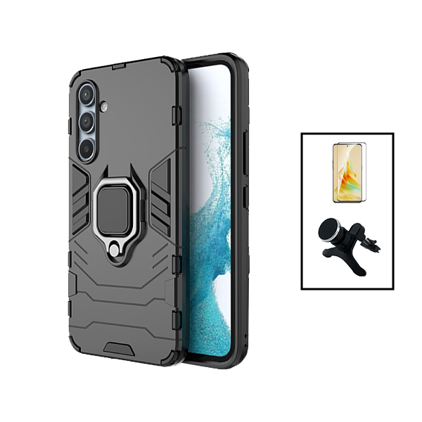 Kit Película de Vidro Temperado GOrilasGlass + Capa de Proteção Militar Magnética + Suporte Magnético Com Pernas GIFT4ME para Samsung Galaxy A55 5G - Preto