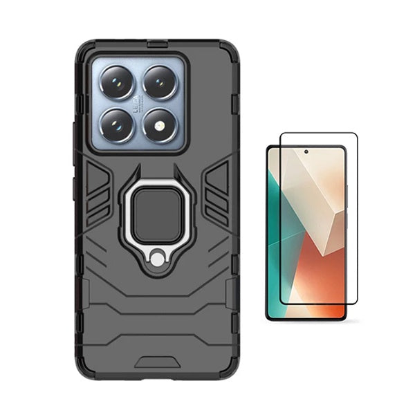Kit Película de Vidro Temperado Gorilasglass + Capa de Proteção Militar Magnética Gift4Me Para Xiaomi 14T Pro - Preto